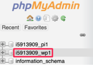 Tables list in phpMyAdmin